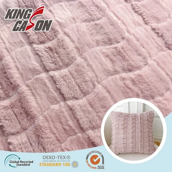 Tessuto tessile in pelliccia sintetica di coniglio soffice jacquard rosa Kingcason