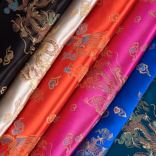 Tessuto jacquard di seta cinese broccato di alta qualità con 50% poliestere e 50% nylon